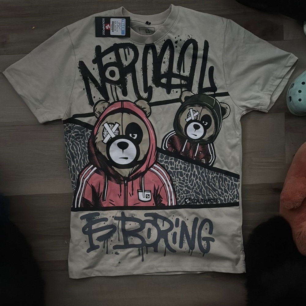 Graphic Bear Print Kids T-Shirt - Beige